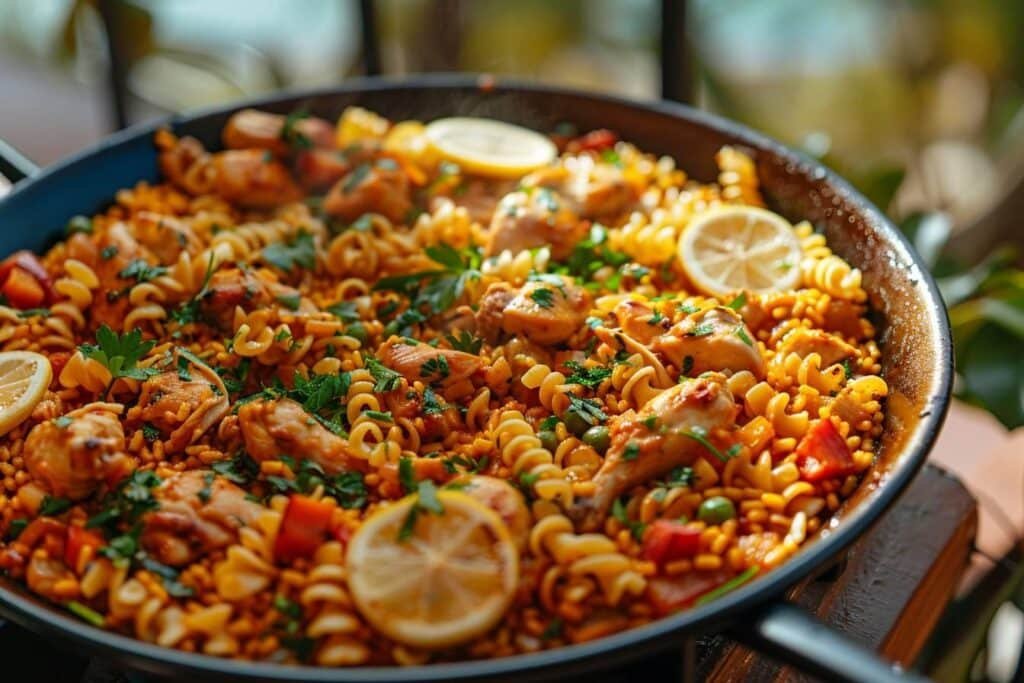 Recette fideua poulet : délicieuse paella de pâtes espagnole