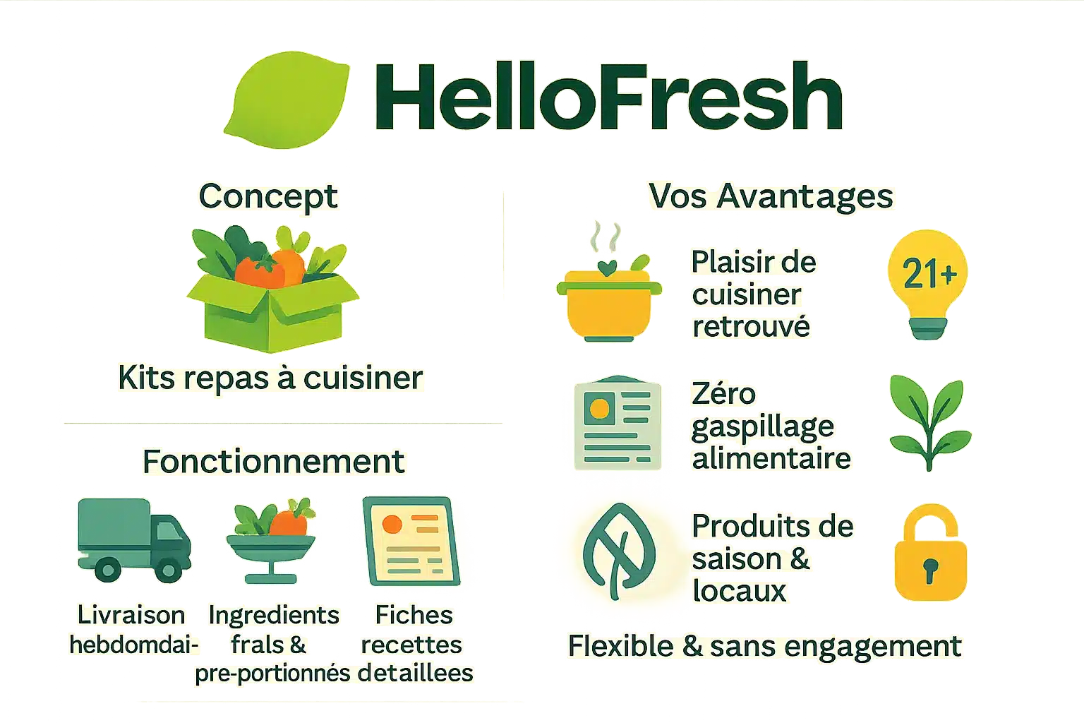 HelloFresh cooking kits avec légumes frais et recette